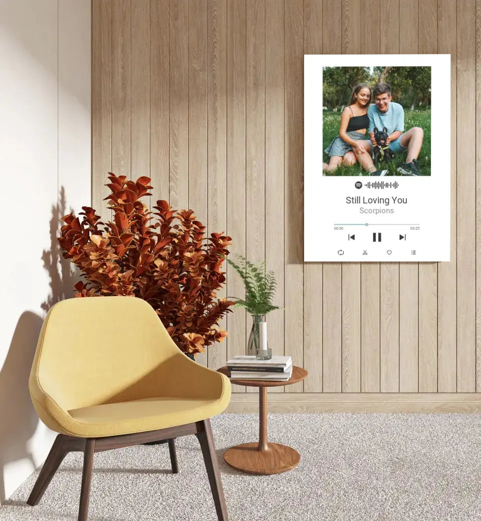 Personalizuotas Spotify muzikos grotuvas ant drobės su jūsų nuotrauka, daina ir spotify kodu Drobe - dovanokis.lt