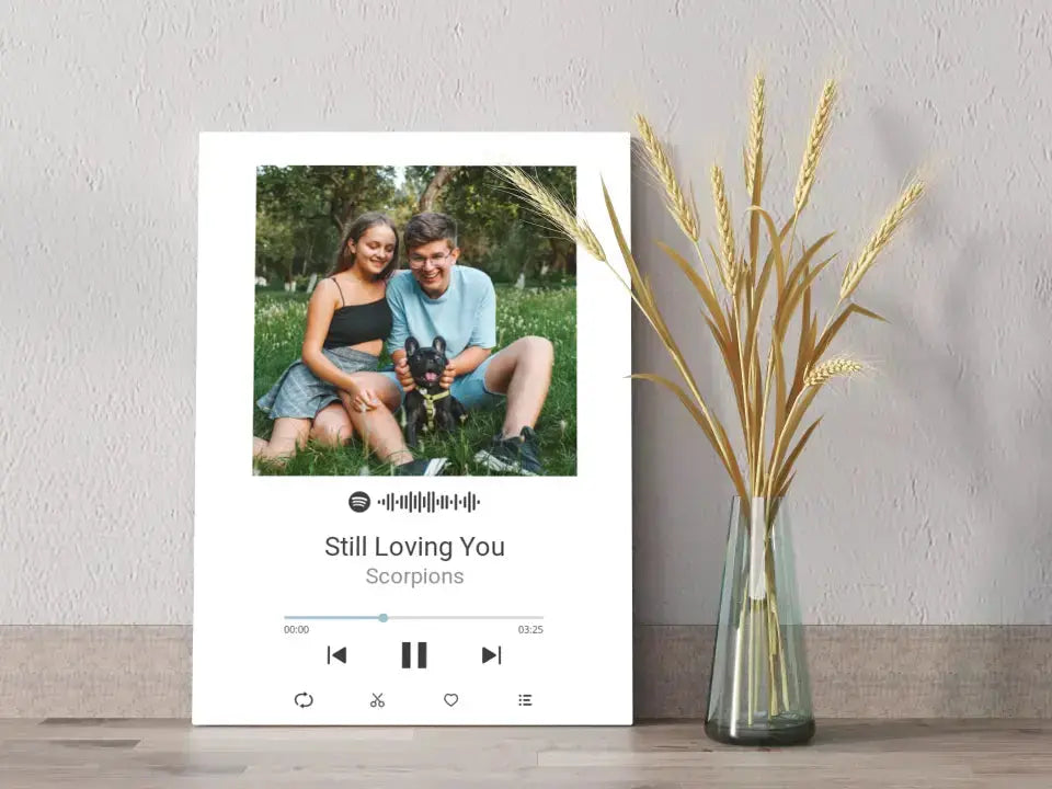 Personalizuotas Spotify muzikos grotuvas ant drobės su jūsų nuotrauka, daina ir spotify kodu Drobe - dovanokis.lt