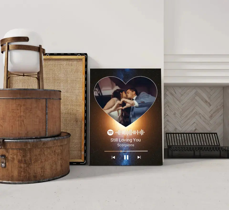 Personalizuotas Spotify muzikos grotuvas ant drobės su jūsų nuotrauka, daina ir spotify kodu Drobe - dovanokis.lt