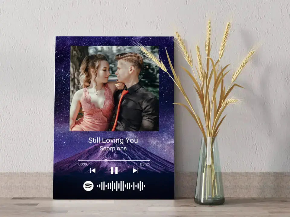 Personalizuotas Spotify muzikos grotuvas ant drobės su jūsų nuotrauka, daina ir spotify kodu Drobe - dovanokis.lt