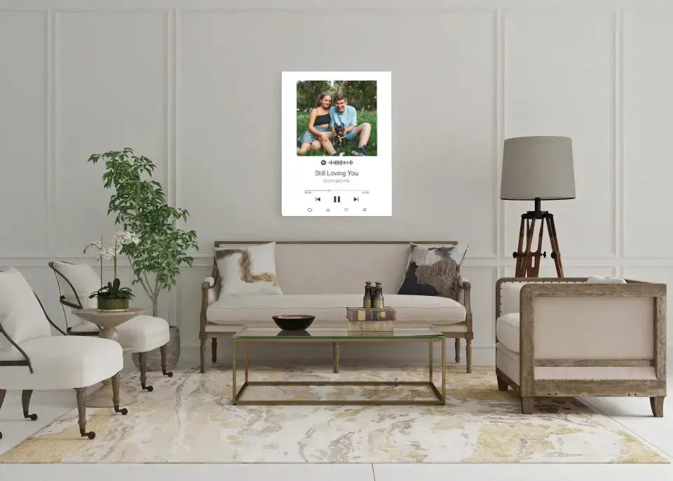 Personalizuotas Spotify muzikos grotuvas ant drobės su jūsų nuotrauka, daina ir spotify kodu Drobe - dovanokis.lt