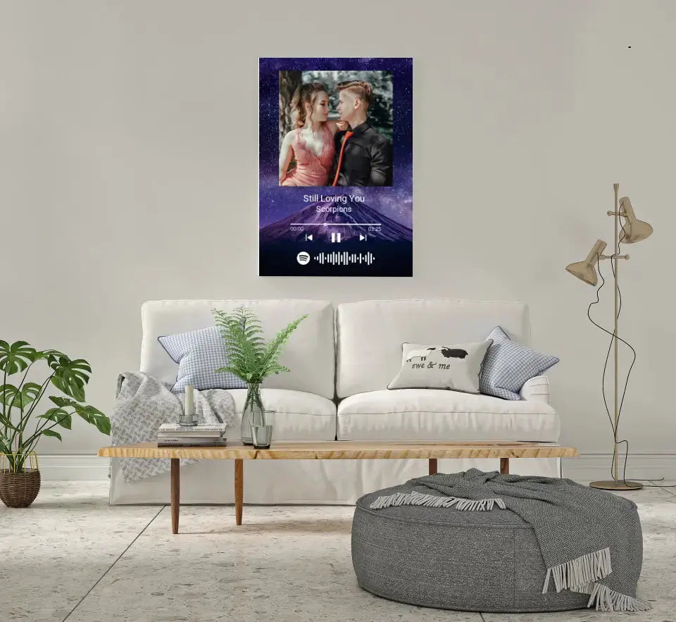 Personalizuotas Spotify muzikos grotuvas ant drobės su jūsų nuotrauka, daina ir spotify kodu Drobe - dovanokis.lt