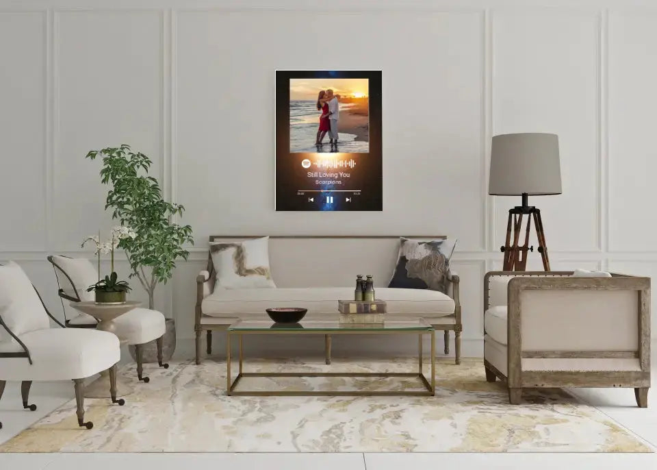 Personalizuotas Spotify muzikos grotuvas ant drobės su jūsų nuotrauka, daina ir spotify kodu Drobe - dovanokis.lt