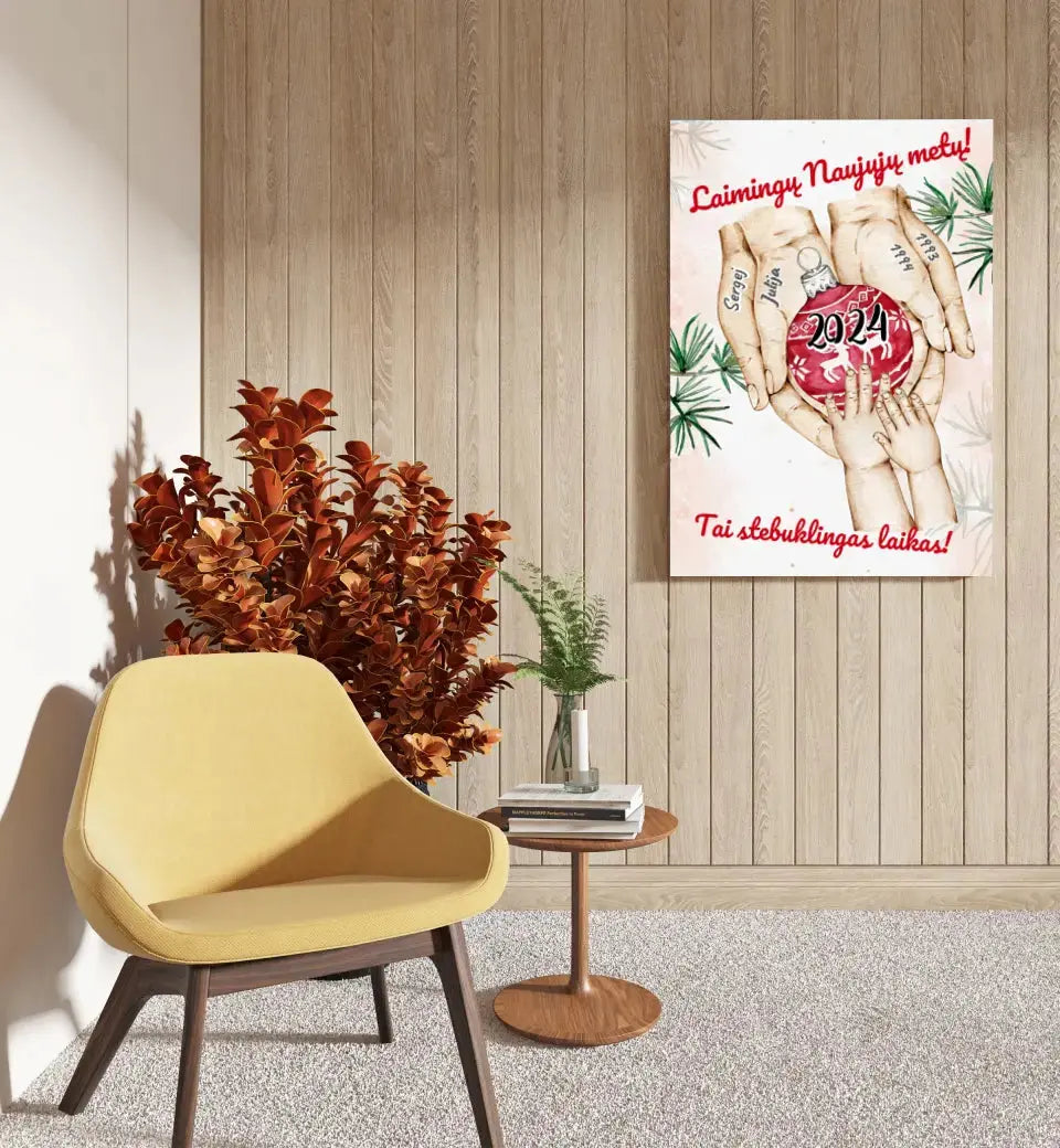 Personalizuota "Šeima ir 1-4 vaikai susikibę už rankų" iliustracija ant drobės, Kalėdine iliustracija, Motinos Rankos, Naujagimio iliustracija, Menas, Laikydami rankas, Šeimos rankos Drobe - dovanokis.lt