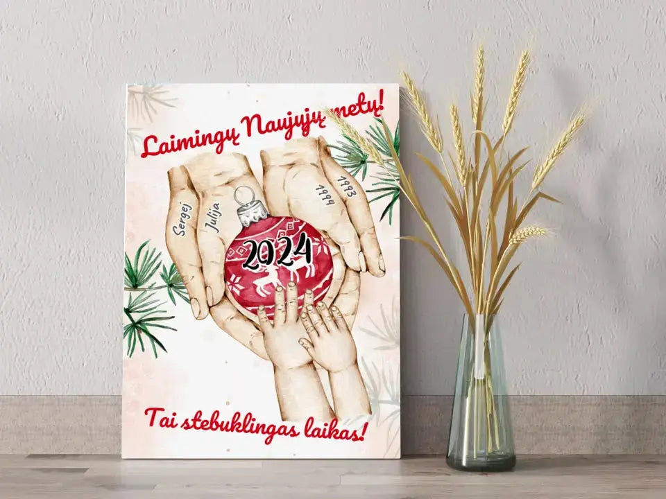 Personalizuota "Šeima ir 1-4 vaikai susikibę už rankų" iliustracija ant drobės, Kalėdine iliustracija, Motinos Rankos, Naujagimio iliustracija, Menas, Laikydami rankas, Šeimos rankos Drobe - dovanokis.lt