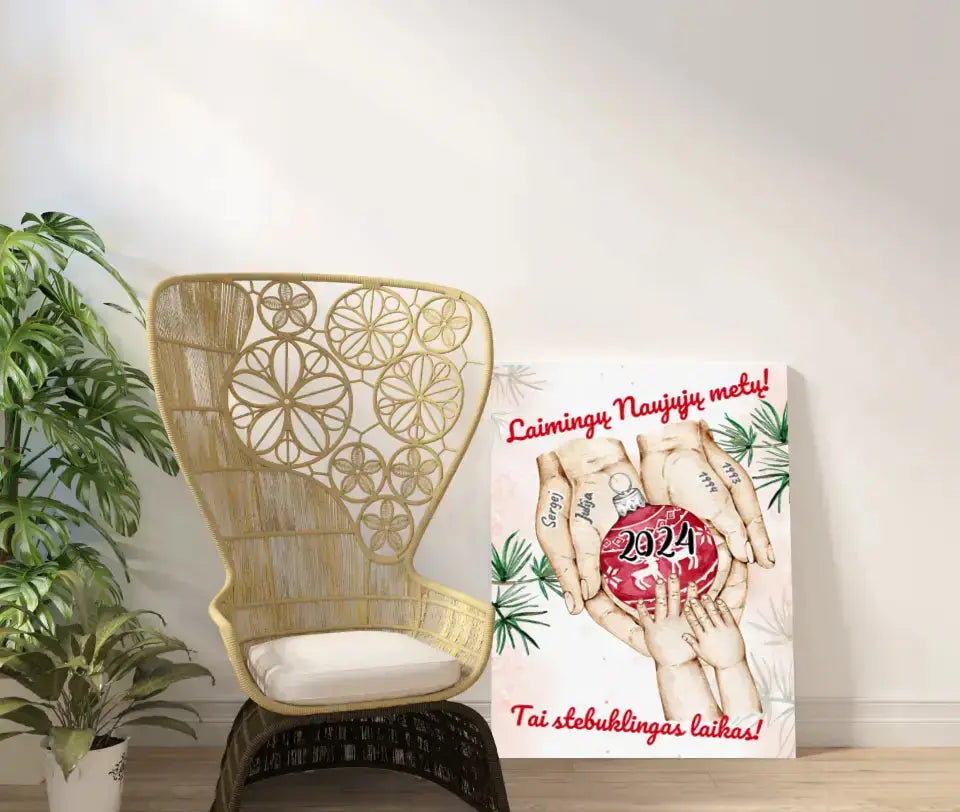 Personalizuota "Šeima ir 1-4 vaikai susikibę už rankų" iliustracija ant drobės, Kalėdine iliustracija, Motinos Rankos, Naujagimio iliustracija, Menas, Laikydami rankas, Šeimos rankos Drobe - dovanokis.lt