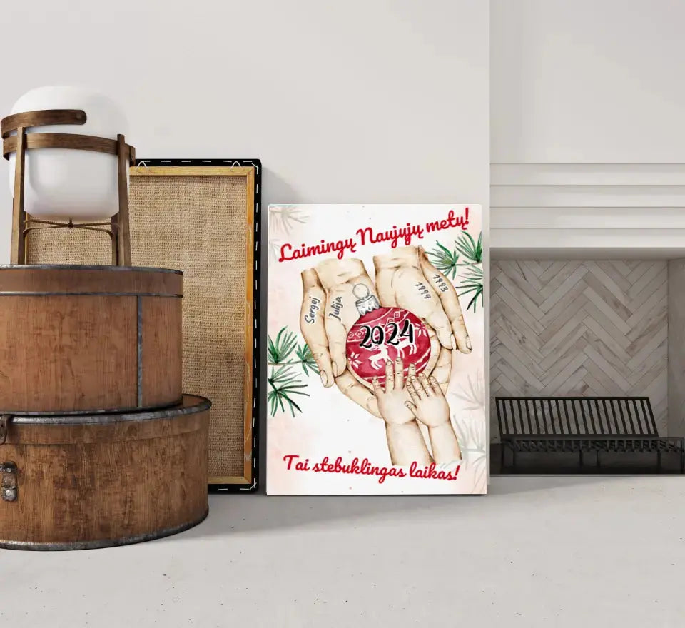 Personalizuota "Šeima ir 1-4 vaikai susikibę už rankų" iliustracija ant drobės, Kalėdine iliustracija, Motinos Rankos, Naujagimio iliustracija, Menas, Laikydami rankas, Šeimos rankos Drobe - dovanokis.lt