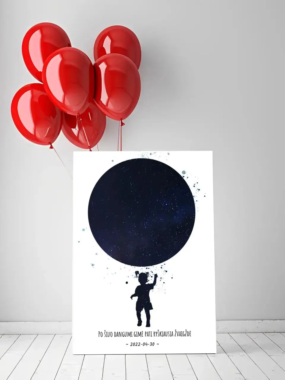 Personalizuotas vaikiškas žvaigždžių žemėlapis mergaitei ant drobės Drobe - dovanokis.lt