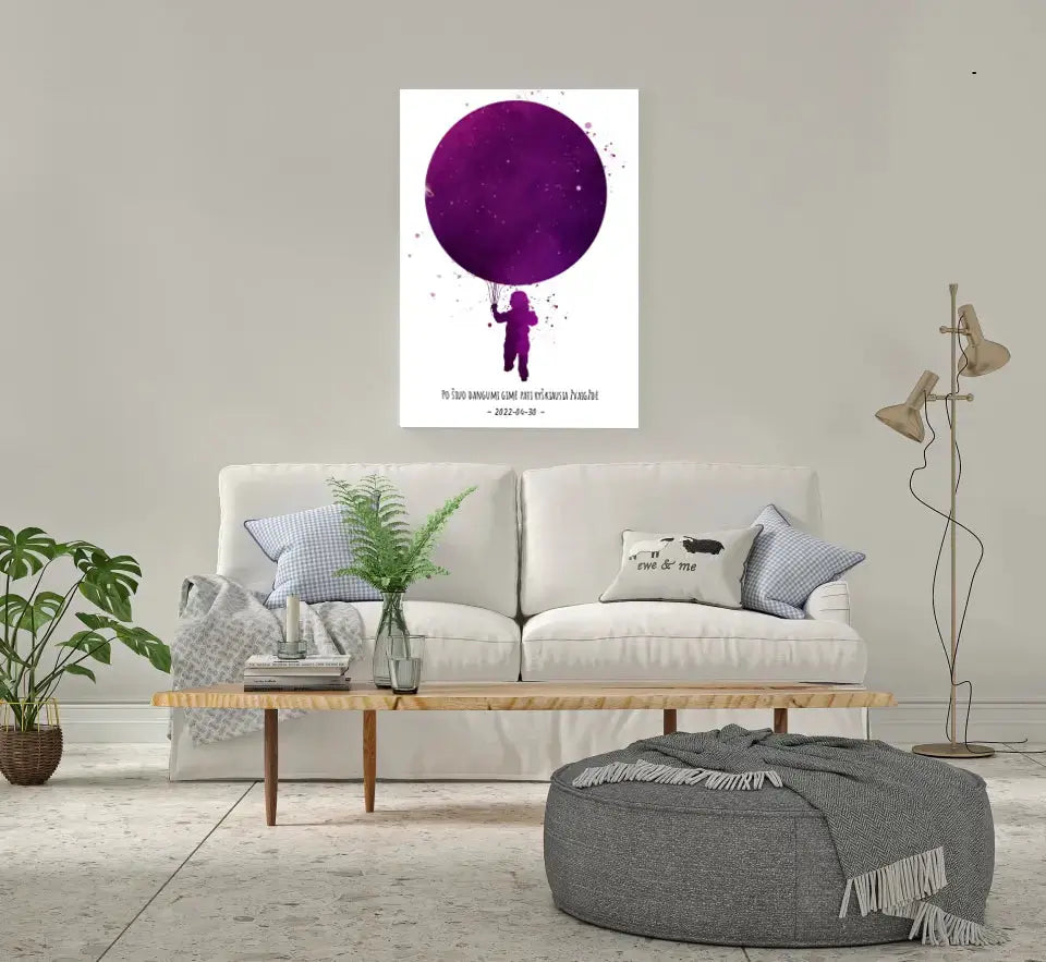 Personalizuotas vaikiškas žvaigždžių žemėlapis ant drobės Drobe - dovanokis.lt