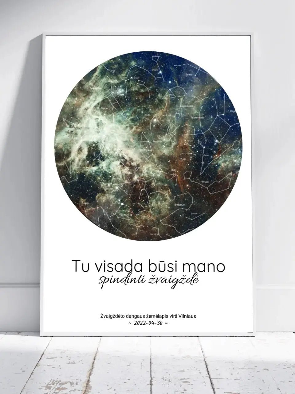 Personalizuotas žvaigždžių žemėlapis, plakatas su rėmeliu, Tu visada būsi mano spindinti žvaigždė Poster - dovanokis.lt