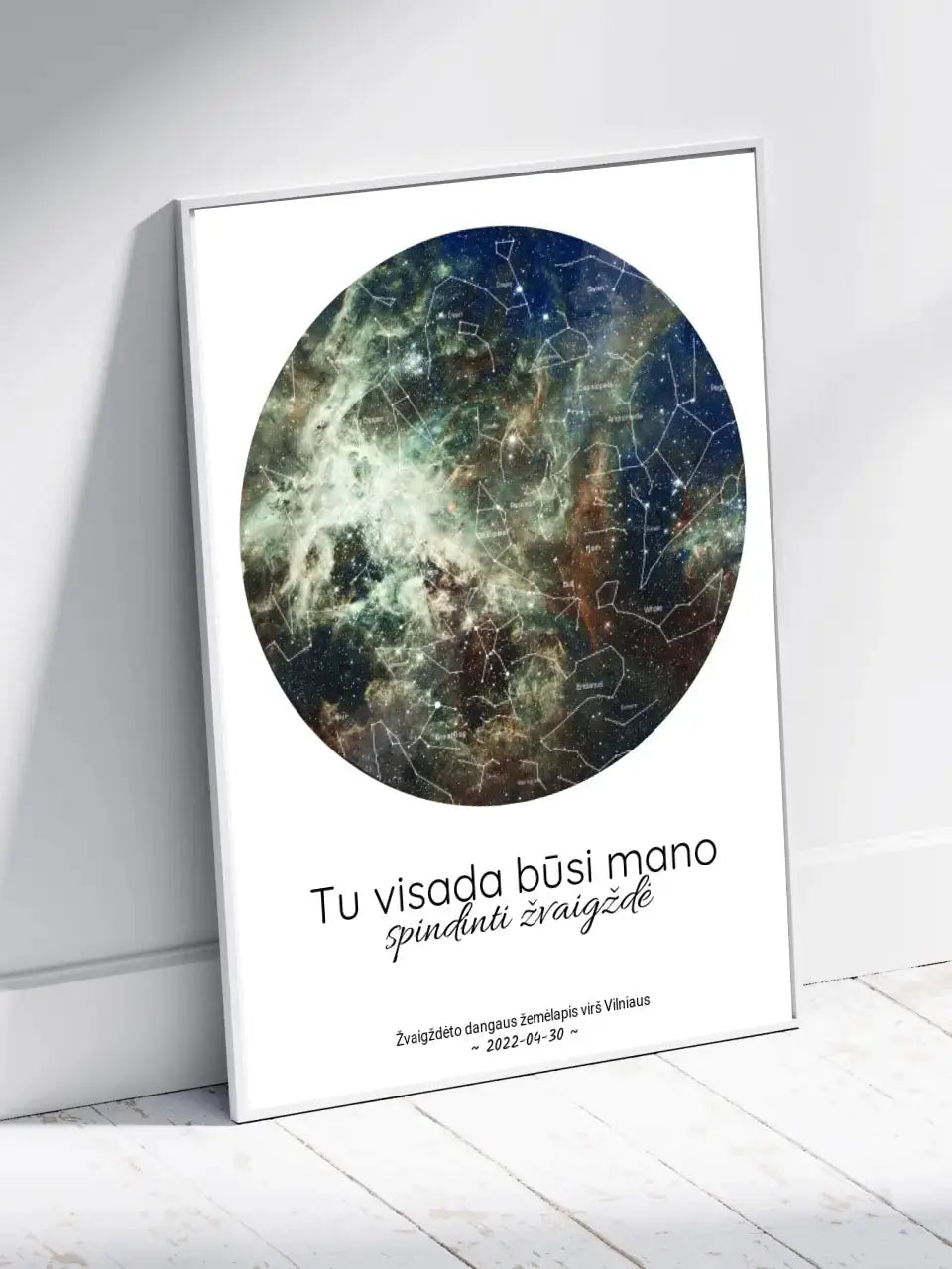 Personalizuotas žvaigždžių žemėlapis, plakatas su rėmeliu, Tu visada būsi mano spindinti žvaigždė Poster - dovanokis.lt