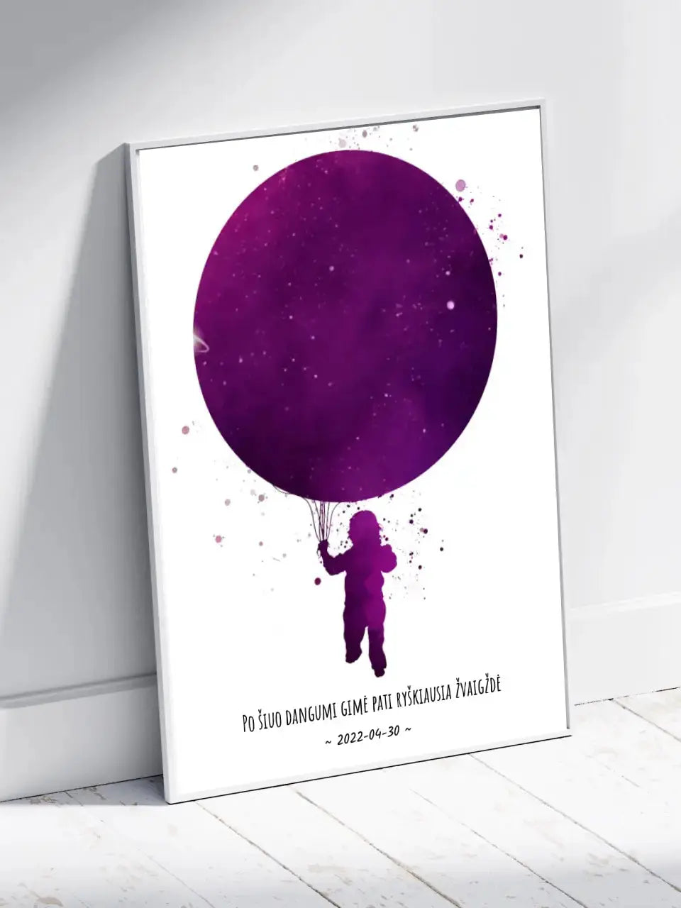 Personalizuotas vaikiškas žvaigždžių žemėlapis, plakatas su rėmeliu Poster - dovanokis.lt