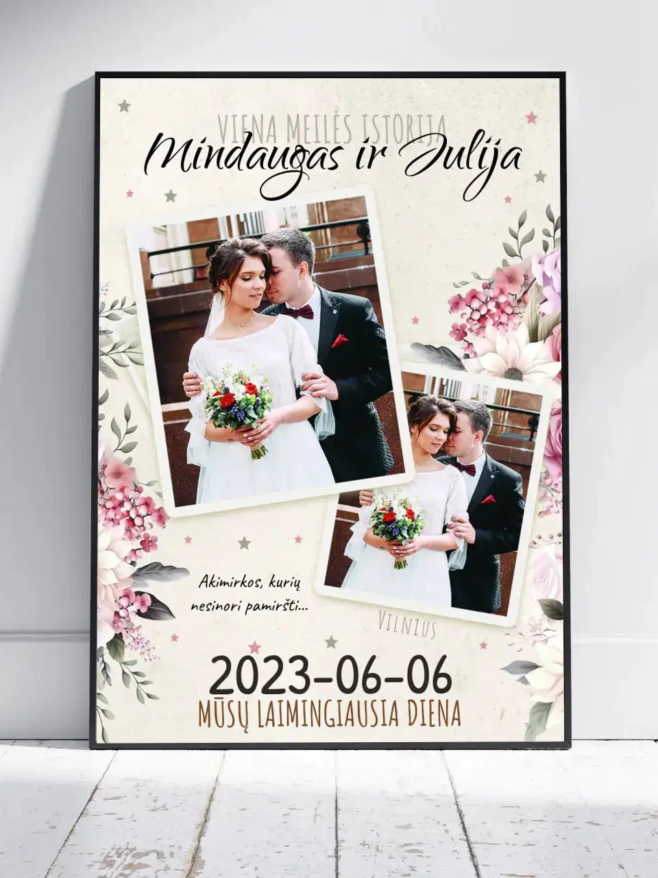 Personalizuotas vestuvinis plakatas, viena meilės istorija Poster - dovanokis.lt