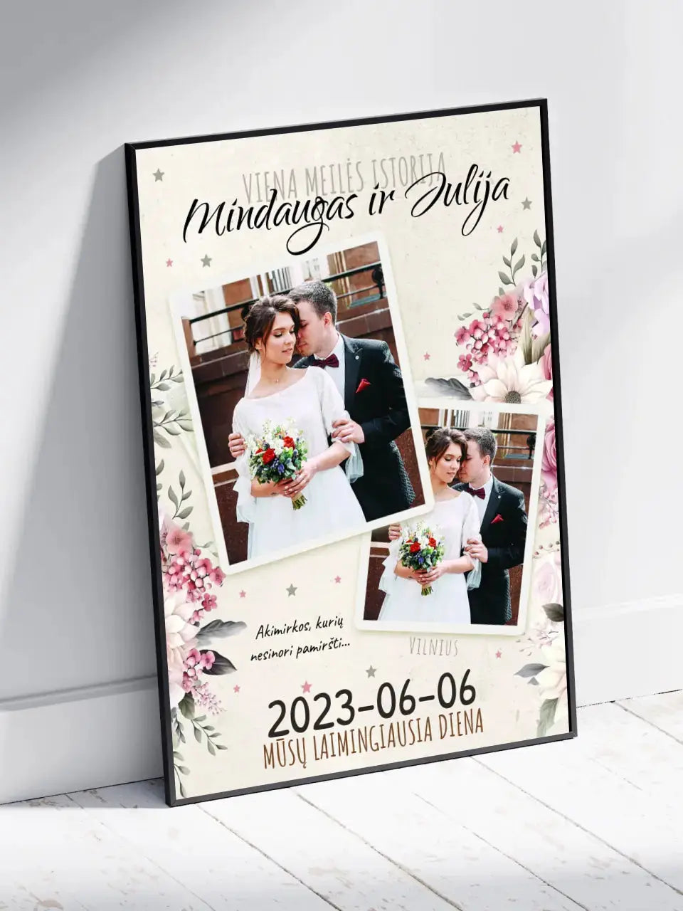 Personalizuotas vestuvinis plakatas, viena meilės istorija Poster - dovanokis.lt