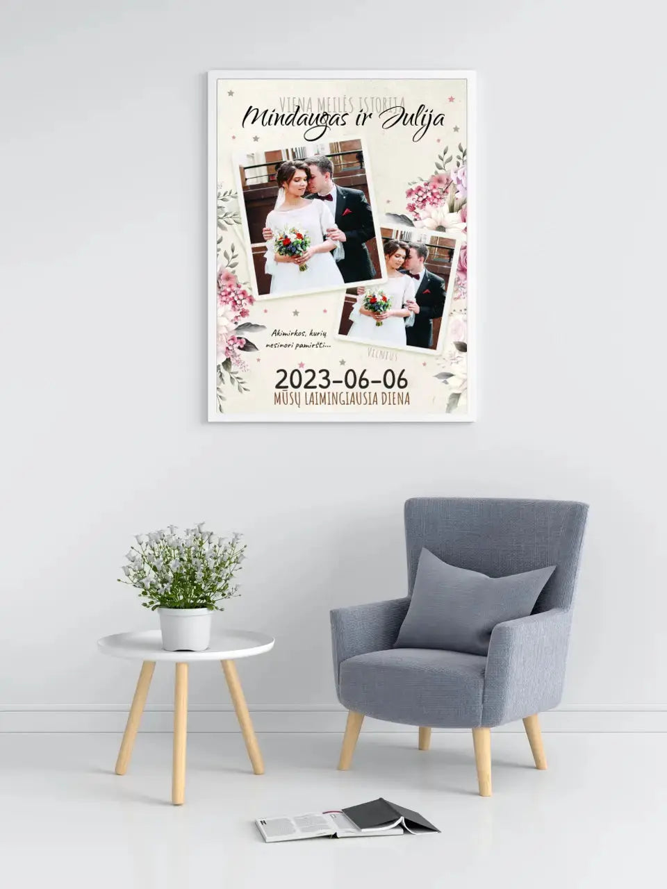 Personalizuotas vestuvinis plakatas, viena meilės istorija Poster - dovanokis.lt