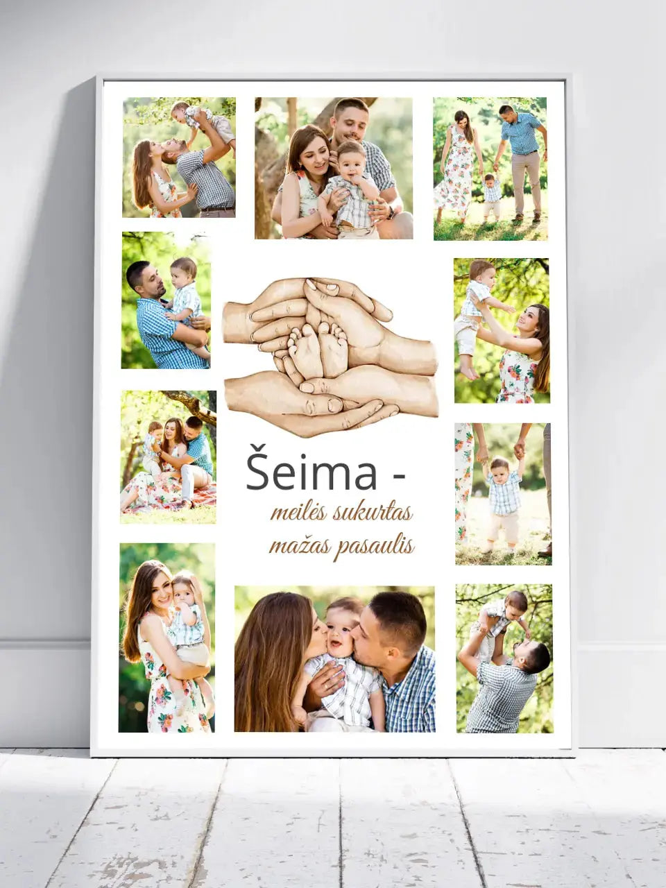 Personalizuotas Šeimos plakatas su jūsų nuotraukomis, plakatas su rėmeliu Poster - dovanokis.lt