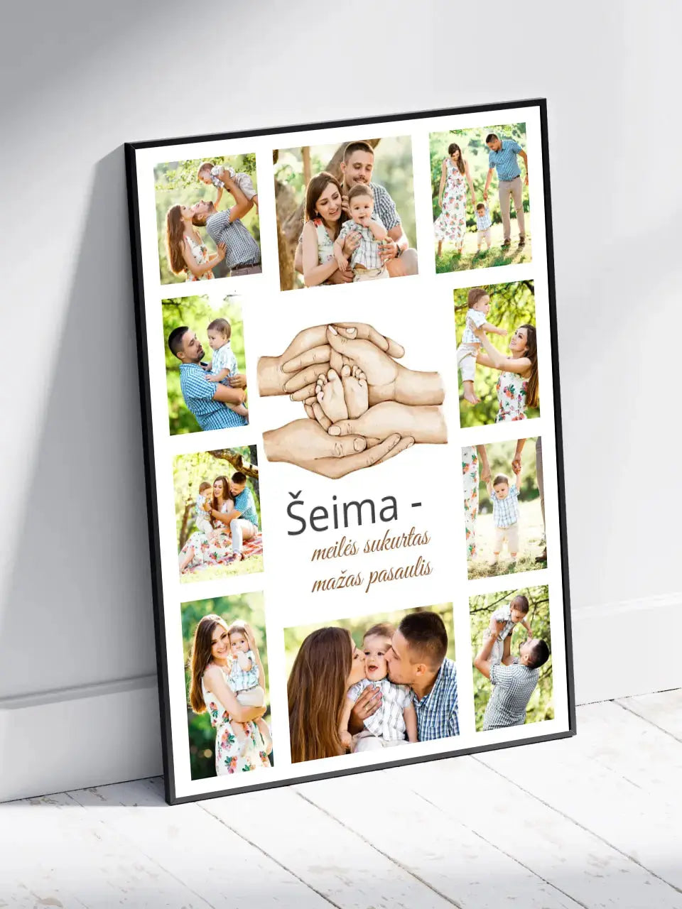 Personalizuotas Šeimos plakatas su jūsų nuotraukomis, plakatas su rėmeliu Poster - dovanokis.lt