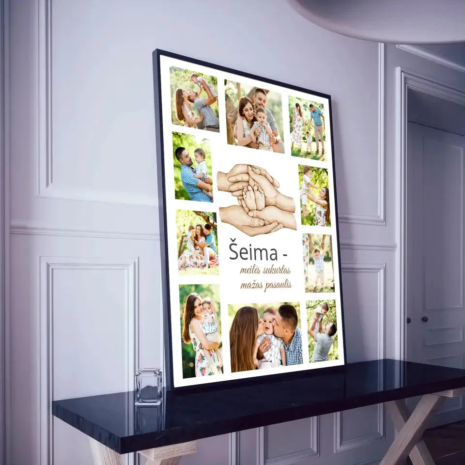 Personalizuotas Šeimos plakatas su jūsų nuotraukomis, plakatas su rėmeliu Poster - dovanokis.lt