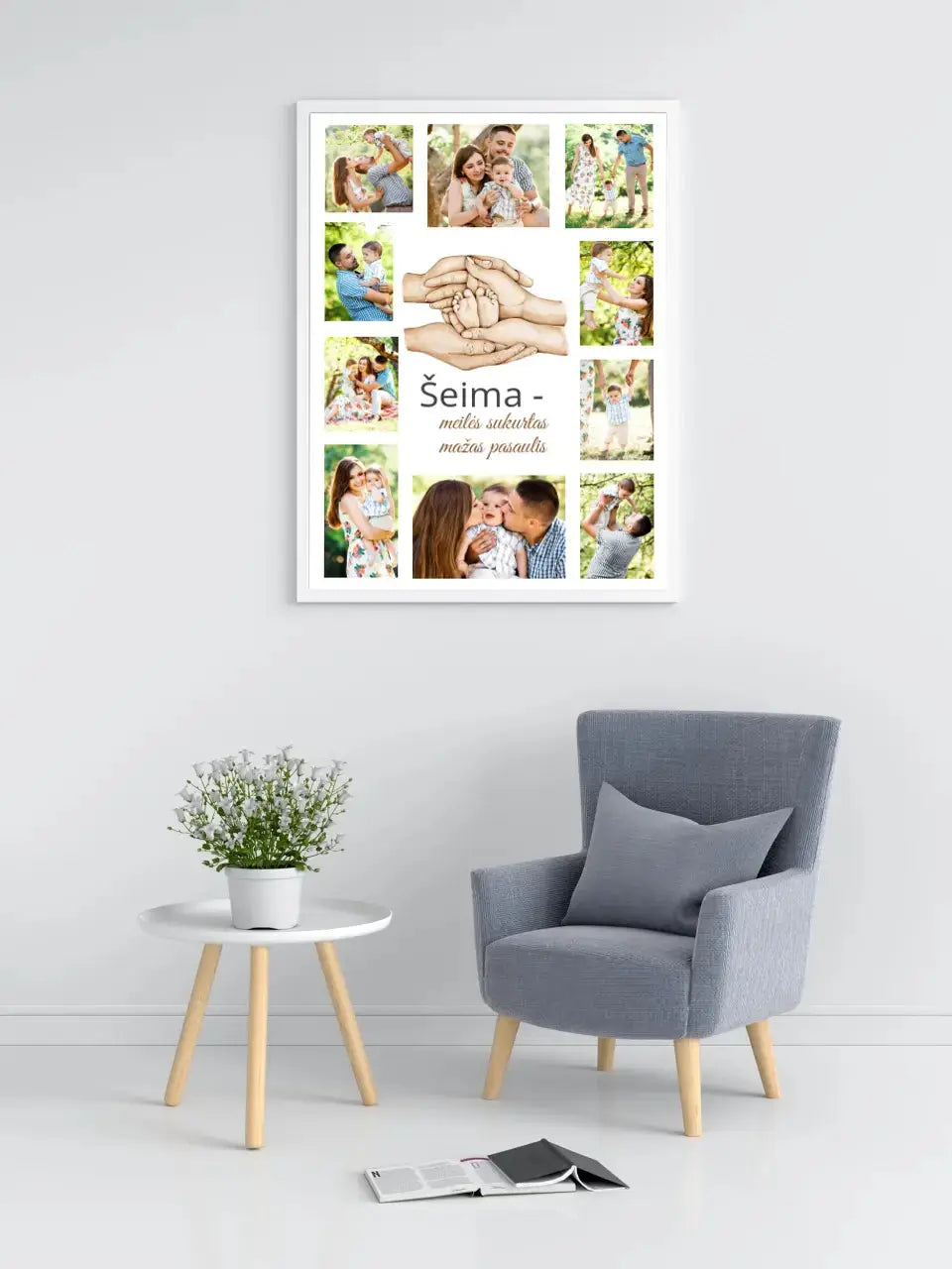 Personalizuotas Šeimos plakatas su jūsų nuotraukomis, plakatas su rėmeliu Poster - dovanokis.lt