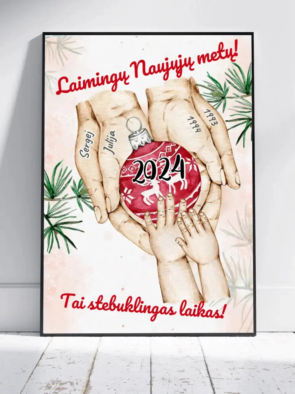 Personalizuotas Šeima ir 1-4 vaikai susikibę už rankų plakatas iliustracija, Kalėdinis plakatas, Motinos Rankos, Naujagimio Plakatas, Menas, Laikydami rankas, Šeimos rankos Poster - dovanokis.lt