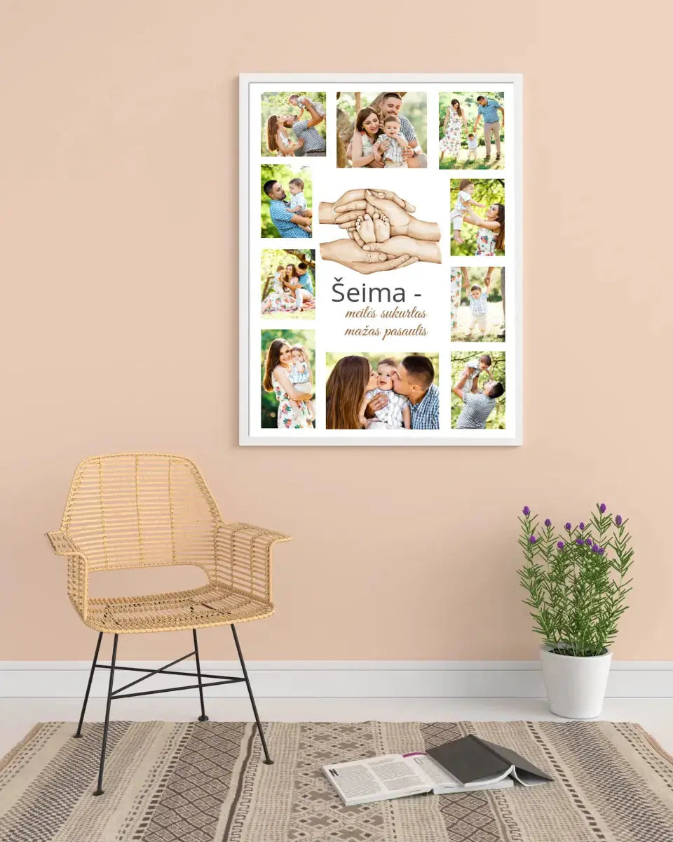 Personalizuotas Šeimos plakatas su jūsų nuotraukomis, plakatas su rėmeliu Poster - dovanokis.lt