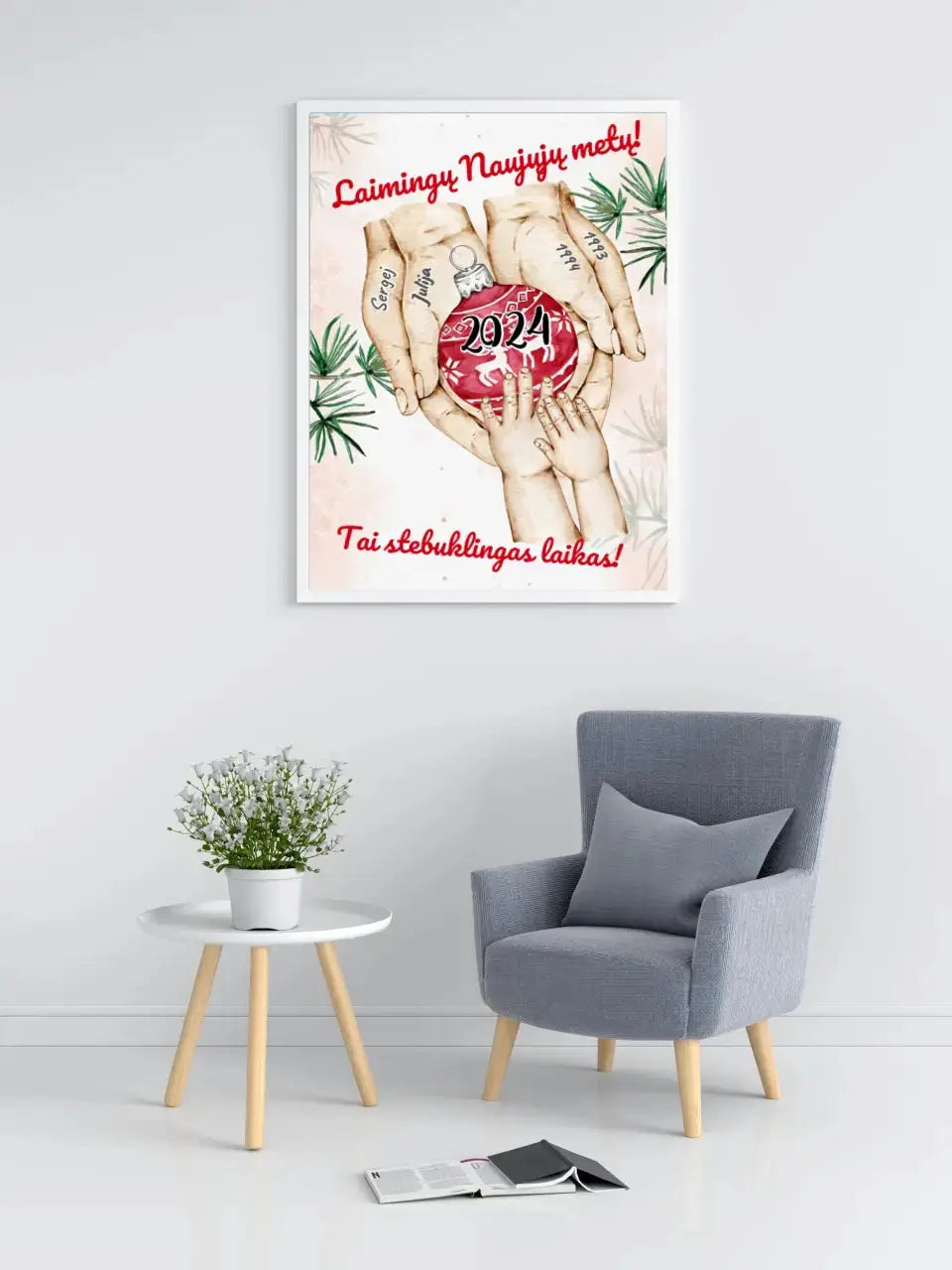 Personalizuotas Šeima ir 1-4 vaikai susikibę už rankų plakatas iliustracija, Kalėdinis plakatas, Motinos Rankos, Naujagimio Plakatas, Menas, Laikydami rankas, Šeimos rankos Poster - dovanokis.lt