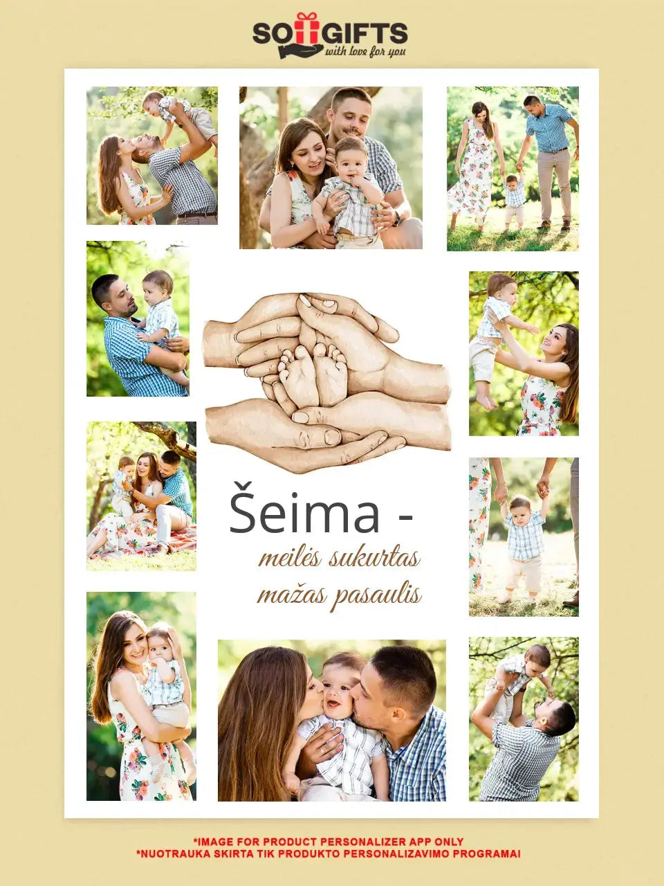Personalizuotas Šeimos plakatas su jūsų nuotraukomis, plakatas su rėmeliu Poster - dovanokis.lt