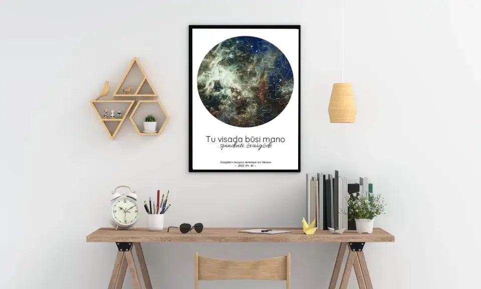Personalizuotas žvaigždžių žemėlapis, plakatas su rėmeliu, Tu visada būsi mano spindinti žvaigždė Poster - dovanokis.lt