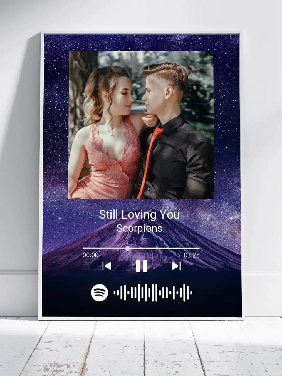 Personalizuotas Spotify muzikos grotuvo plakatas su jūsų nuotrauka, fonu, daina ir spotify kodu Poster - dovanokis.lt