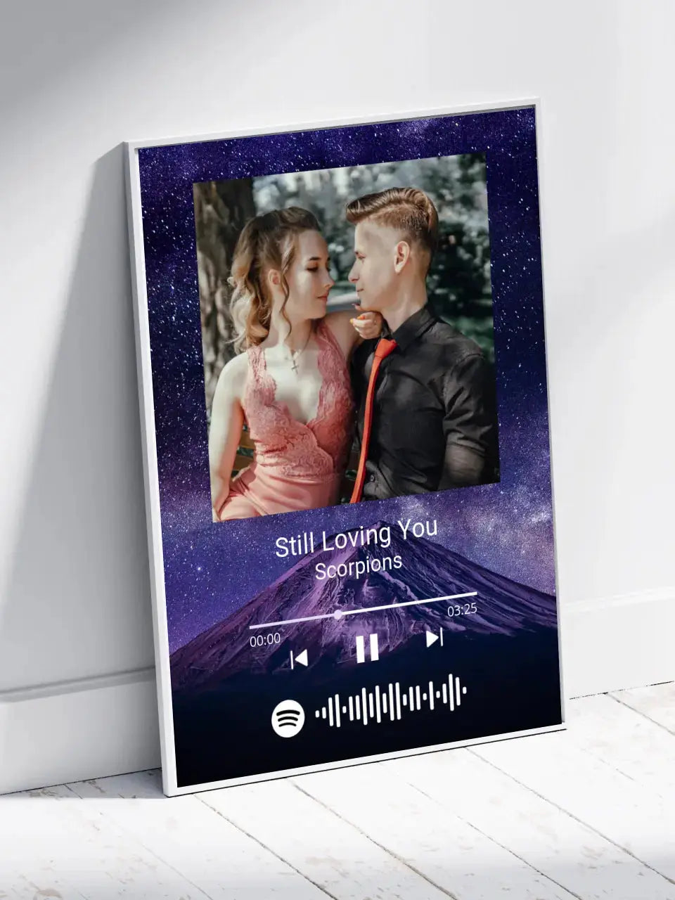 Personalizuotas Spotify muzikos grotuvo plakatas su jūsų nuotrauka, fonu, daina ir spotify kodu Poster - dovanokis.lt