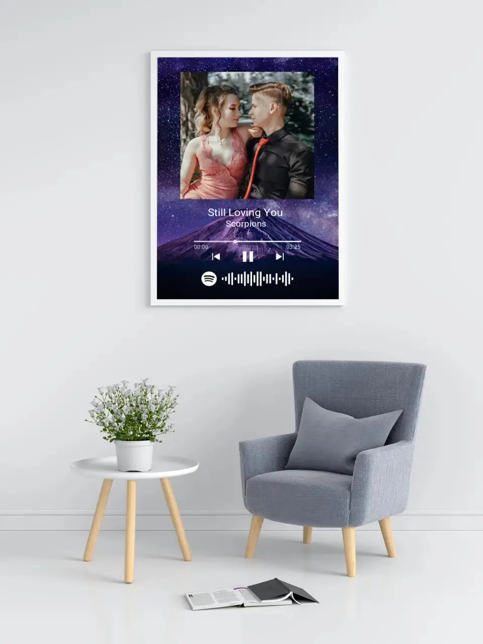 Personalizuotas Spotify muzikos grotuvo plakatas su jūsų nuotrauka, fonu, daina ir spotify kodu Poster - dovanokis.lt
