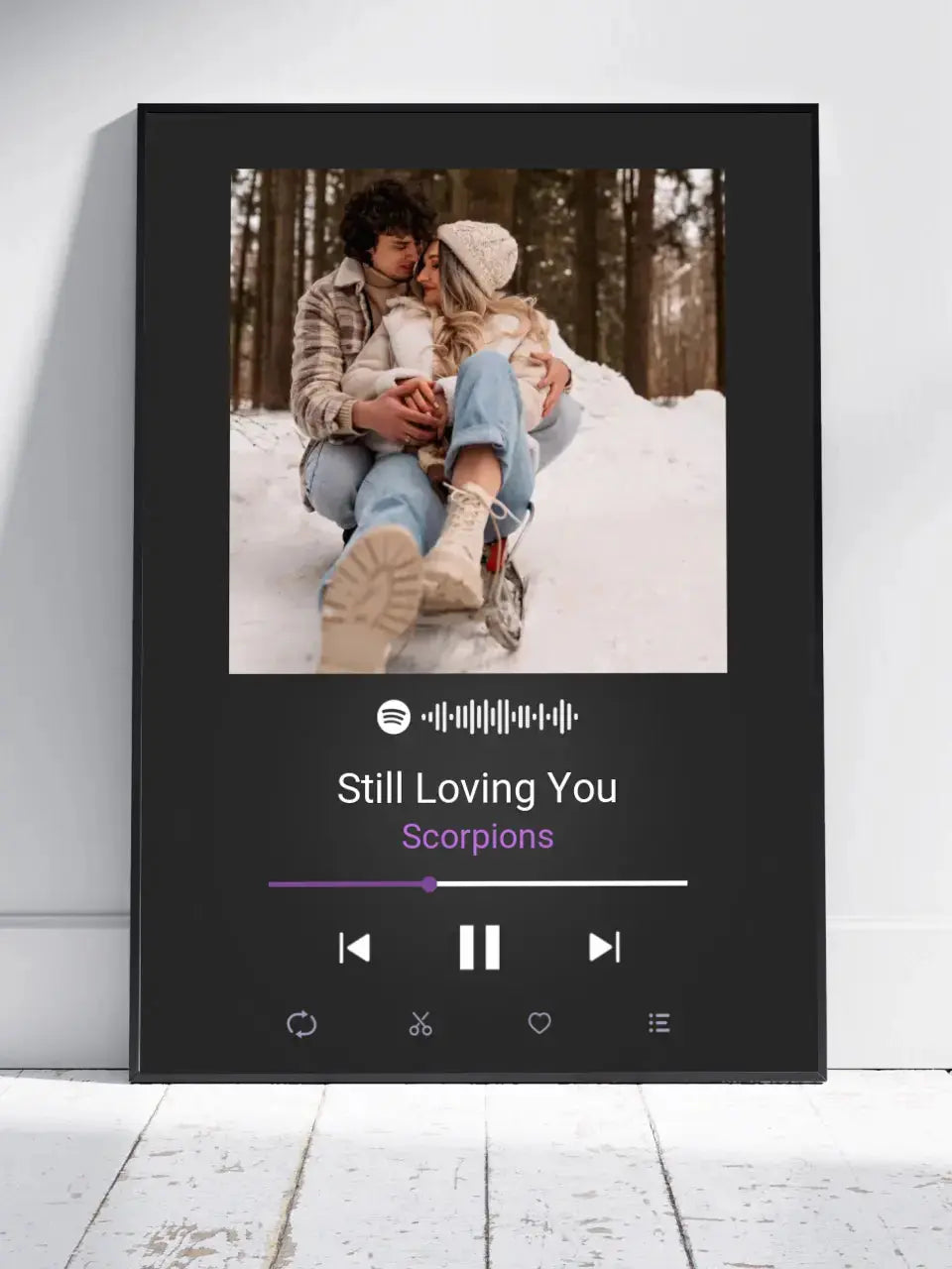 Personalizuotas Spotify muzikos grotuvo plakatas su jūsų nuotrauka, daina ir spotify kodu Poster - dovanokis.lt