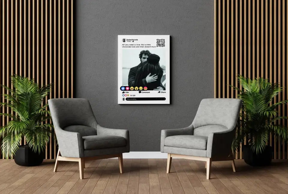 Personalizuotas "Facebook" dizaino kūrinys ant drobės su jūsų nuotrauka ir tekstu Drobe - dovanokis.lt