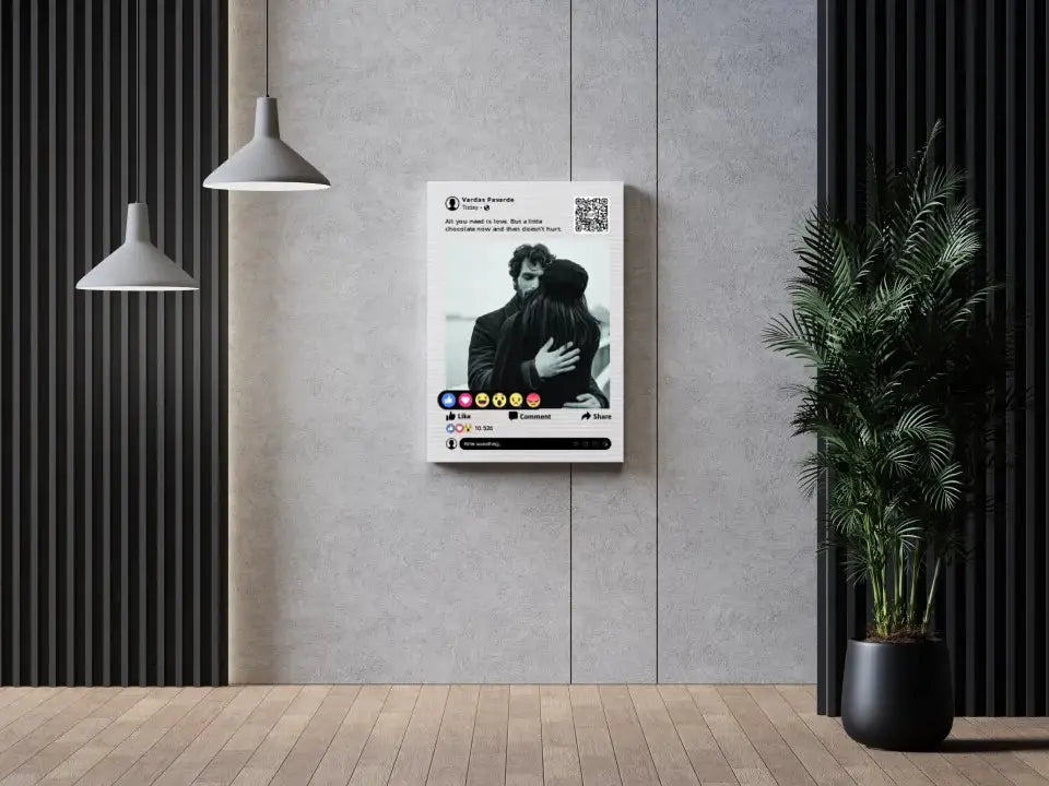 Personalizuotas "Facebook" dizaino kūrinys ant drobės su jūsų nuotrauka ir tekstu Drobe - dovanokis.lt