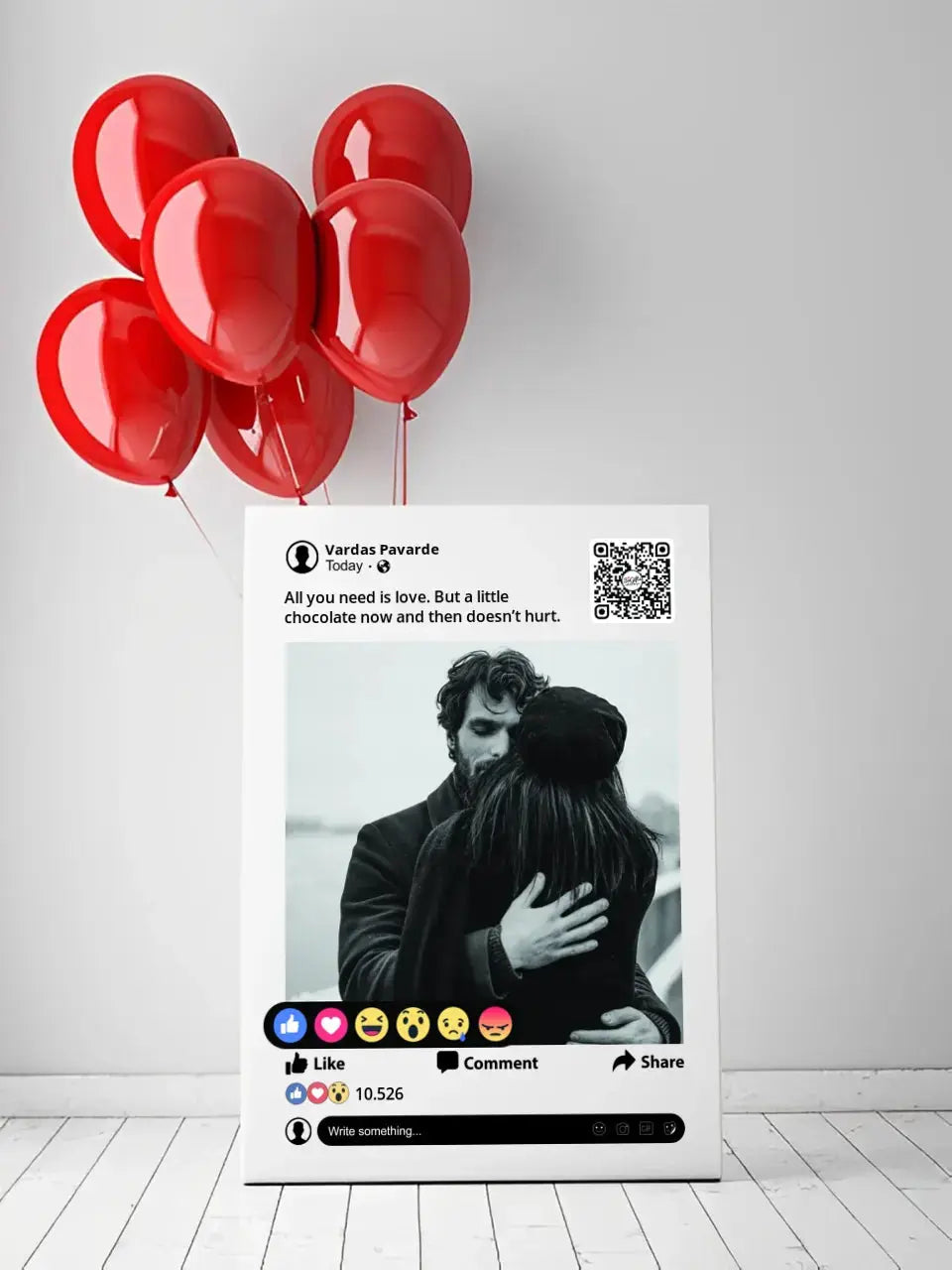 Personalizuotas "Facebook" dizaino kūrinys ant drobės su jūsų nuotrauka ir tekstu Drobe - dovanokis.lt