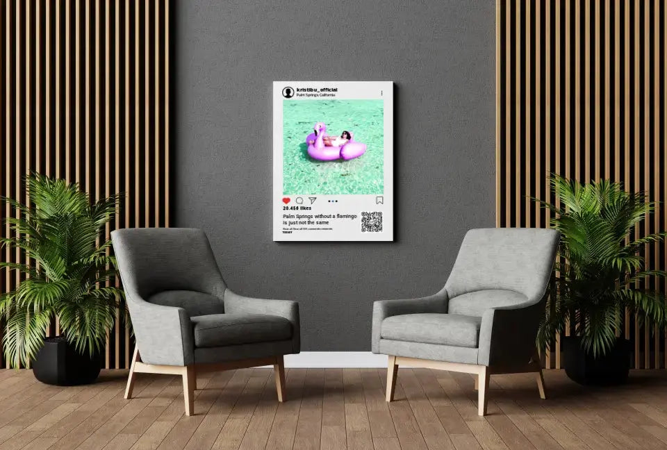 Personalizuotas "Instagram" dizaino kūrinys ant drobės su jūsų nuotrauka ir tekstais Drobe - dovanokis.lt