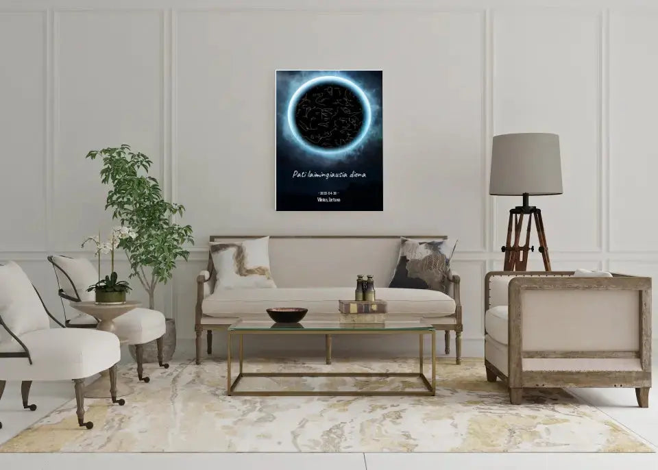 Personalizuotas žvaigždžių žemėlapis su fonu ant drobės Drobe - dovanokis.lt