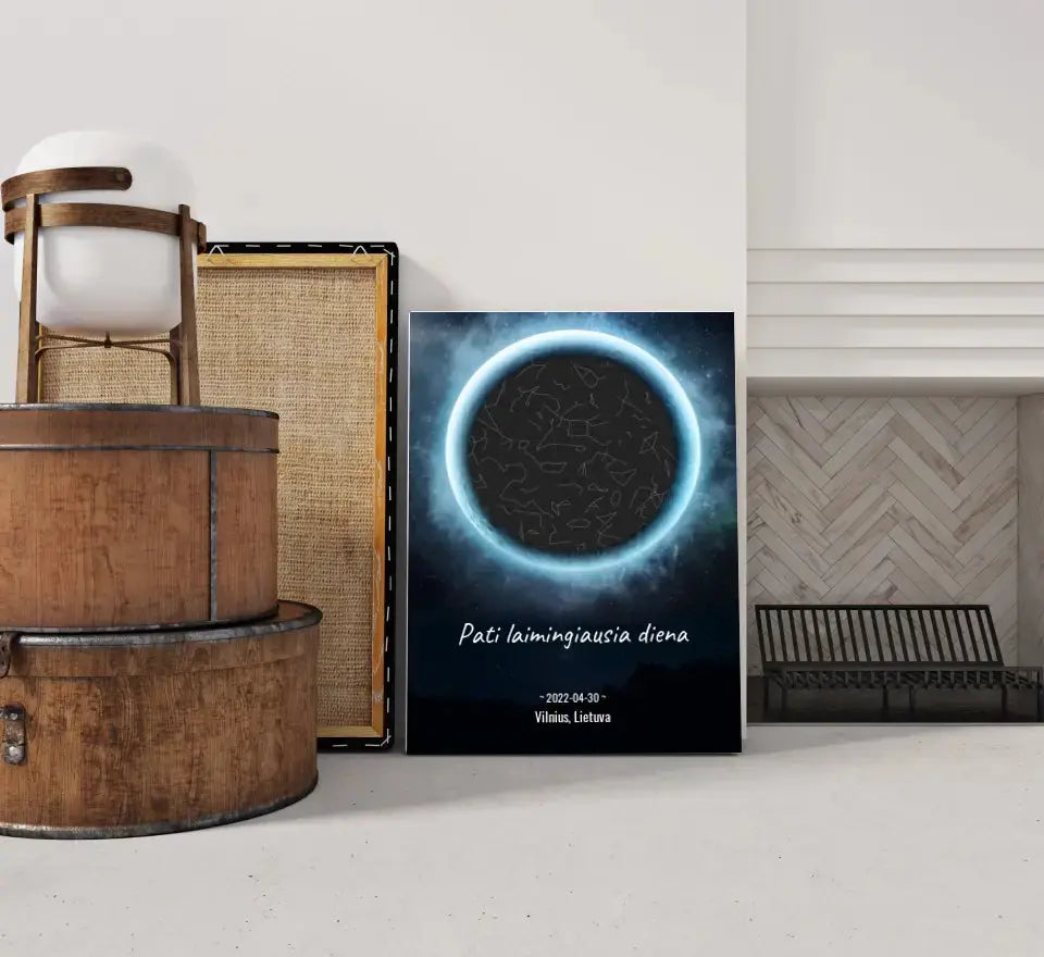 Personalizuotas žvaigždžių žemėlapis su fonu ant drobės Drobe - dovanokis.lt