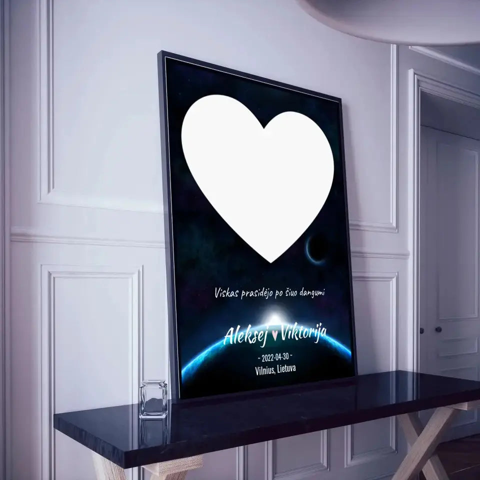 Personalizuotas žvaigždžių žemėlapis, plakatas su rėmeliu Poster - dovanokis.lt