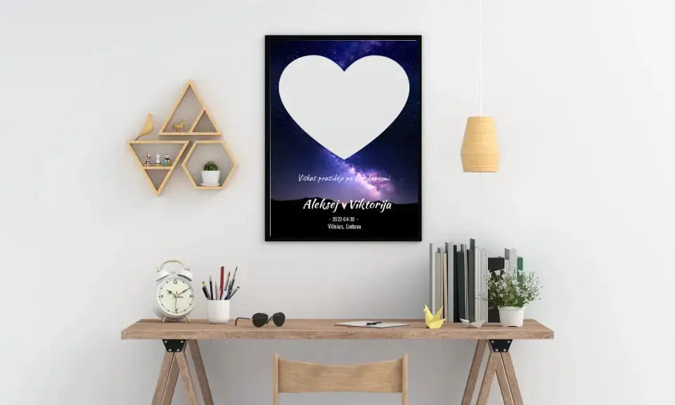 Personalizuotas žvaigždžių žemėlapis, plakatas su rėmeliu Poster - dovanokis.lt