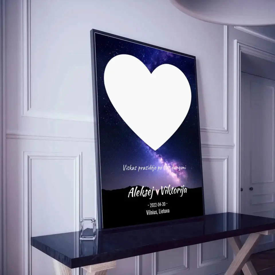 Personalizuotas žvaigždžių žemėlapis, plakatas su rėmeliu Poster - dovanokis.lt