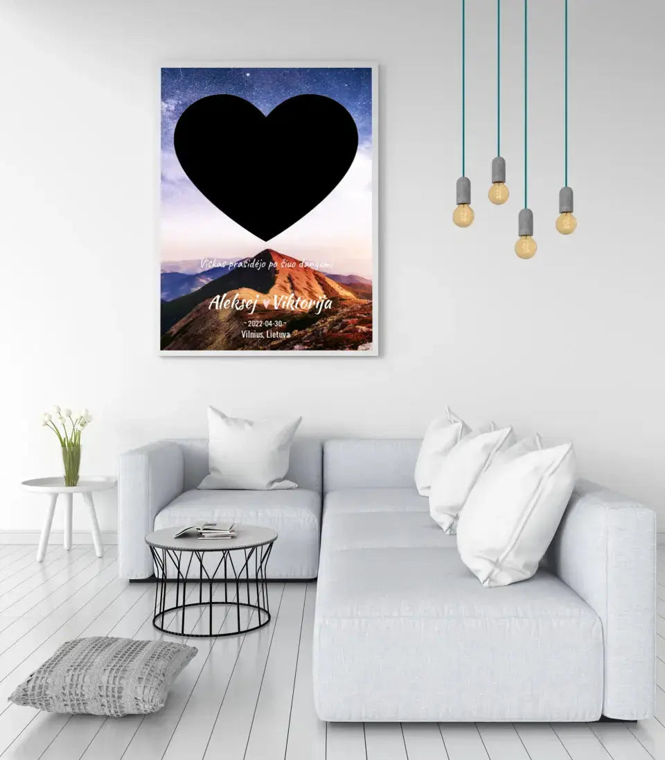 Personalizuotas žvaigždžių žemėlapis, plakatas su rėmeliu Poster - dovanokis.lt