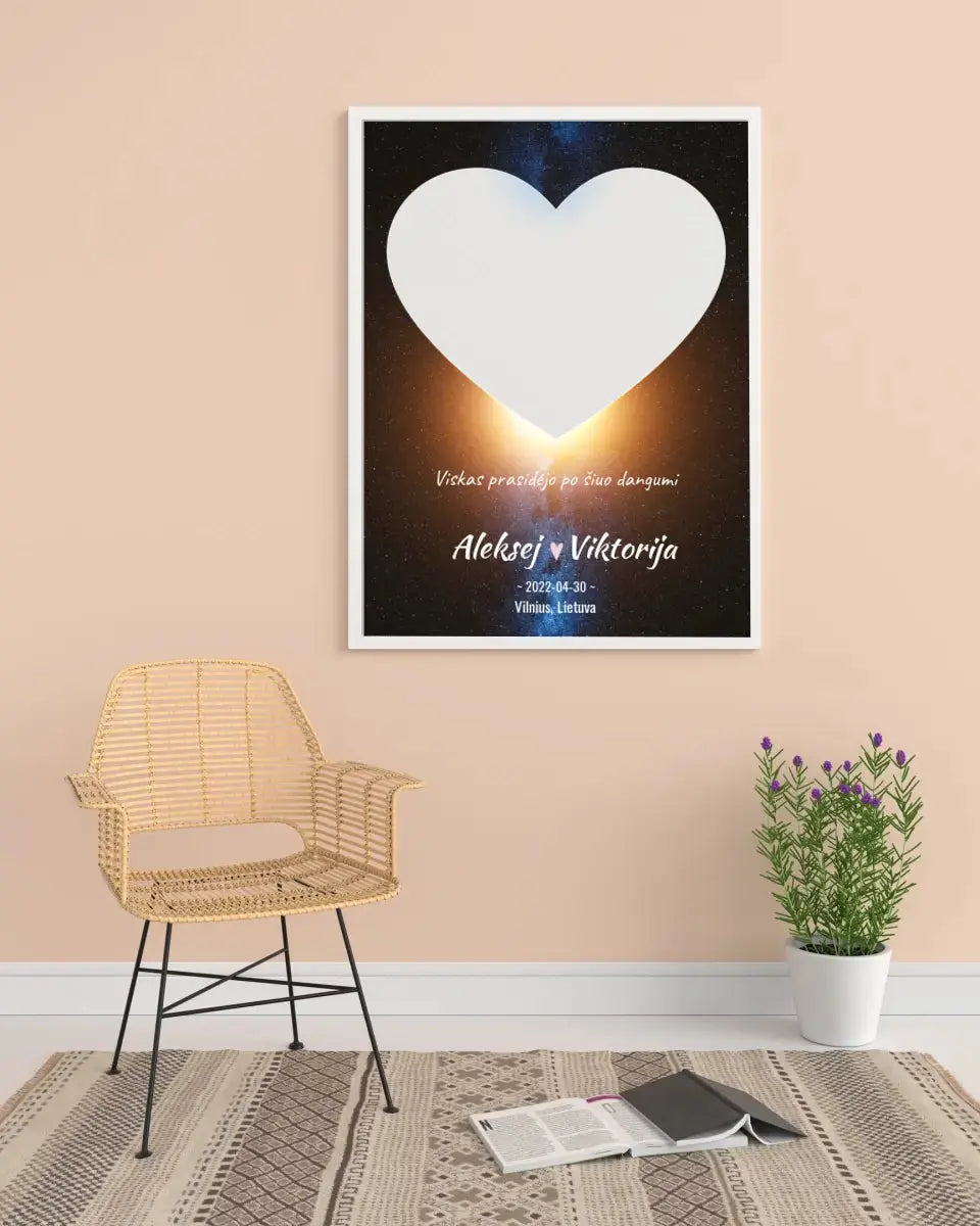 Personalizuotas žvaigždžių žemėlapis, plakatas su rėmeliu Poster - dovanokis.lt