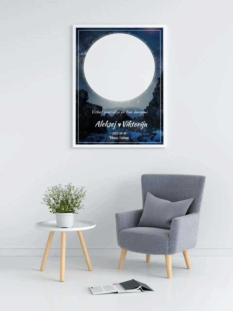 Personalizuotas žvaigždžių žemėlapis, plakatas su rėmeliu Poster - dovanokis.lt