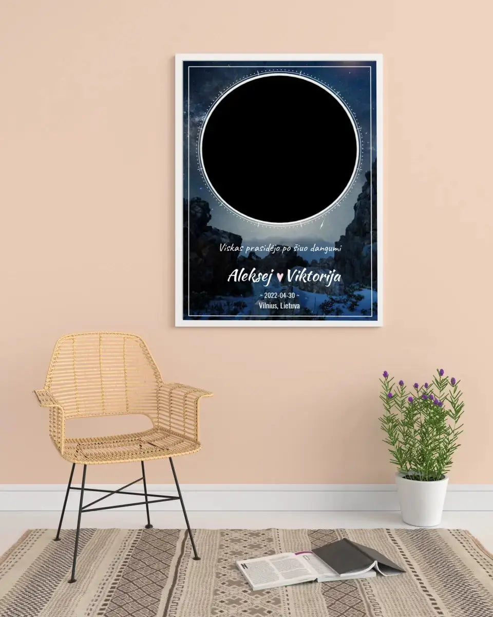 Personalizuotas žvaigždžių žemėlapis, plakatas su rėmeliu Poster - dovanokis.lt