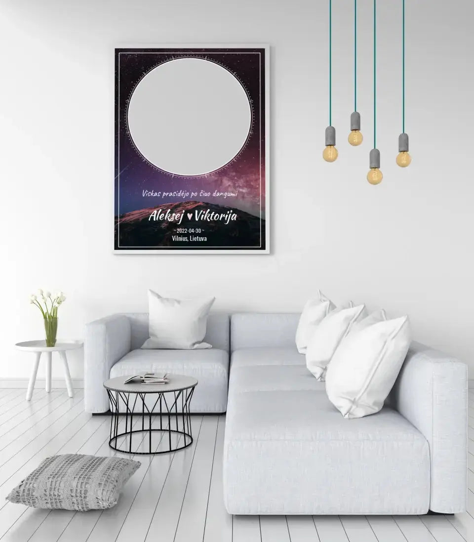 Personalizuotas žvaigždžių žemėlapis, plakatas su rėmeliu Poster - dovanokis.lt