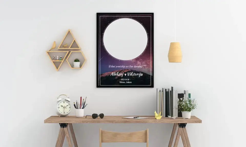 Personalizuotas žvaigždžių žemėlapis, plakatas su rėmeliu Poster - dovanokis.lt