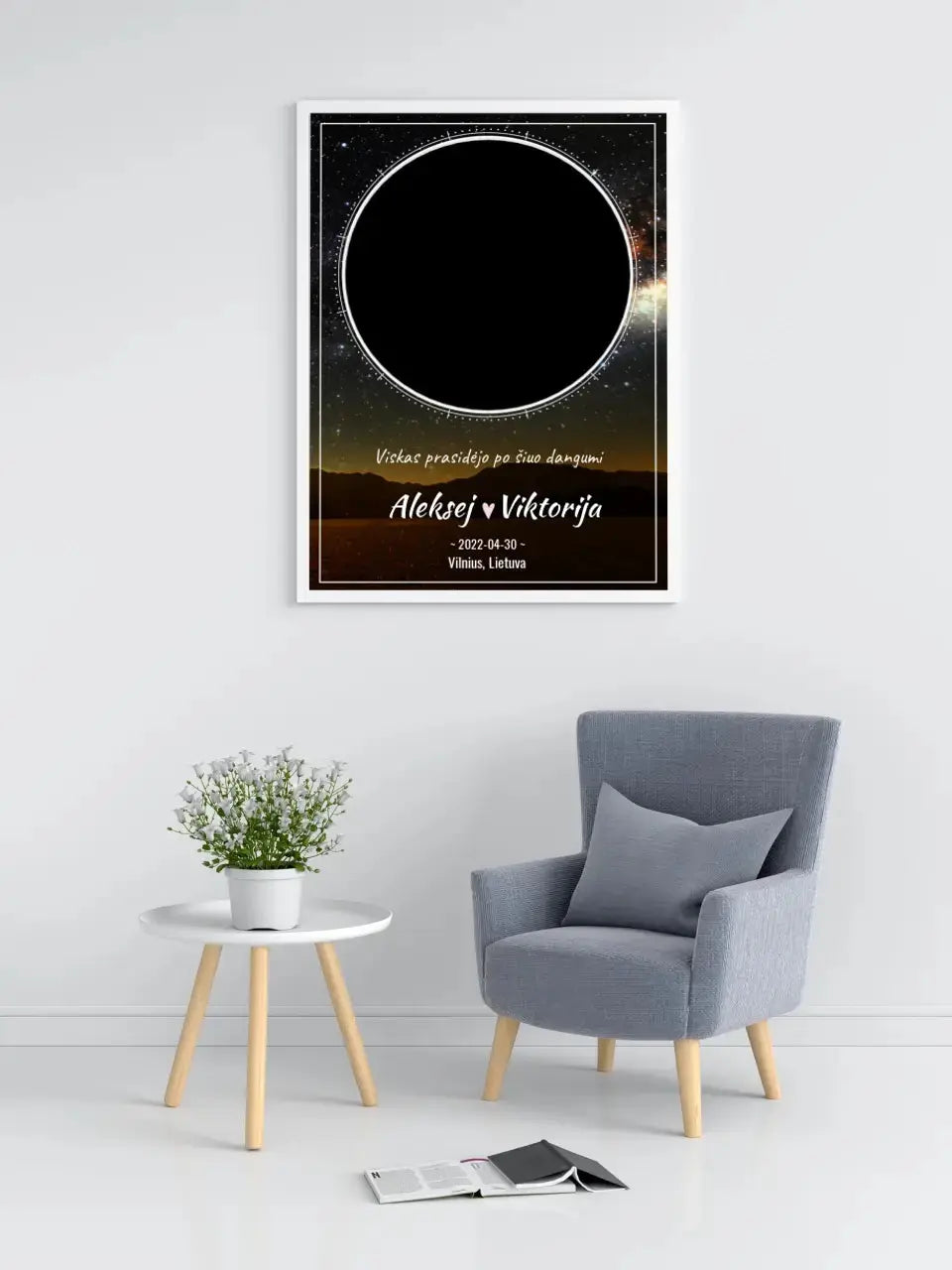 Personalizuotas žvaigždžių žemėlapis, plakatas su rėmeliu Poster - dovanokis.lt