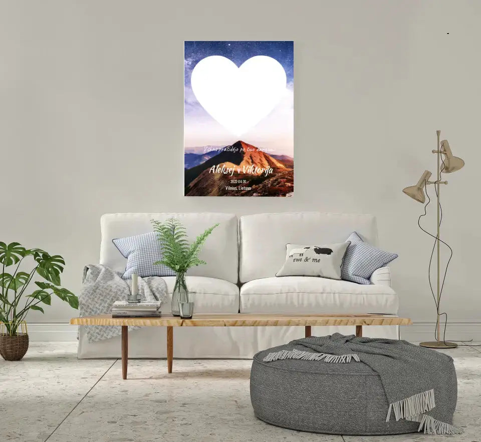 Personalizuotas žvaigždžių žemėlapis su fonu ir tekstu ant drobės Drobe - dovanokis.lt