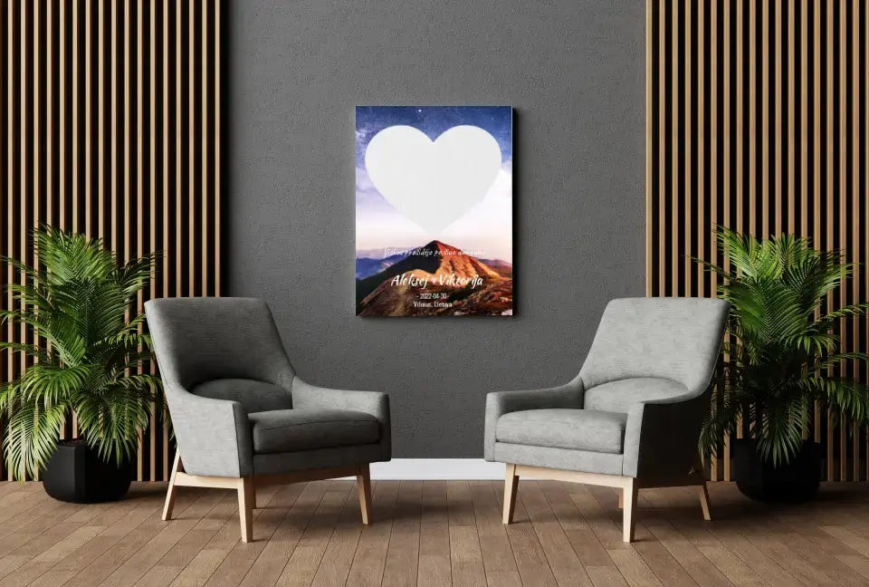 Personalizuotas žvaigždžių žemėlapis su fonu ir tekstu ant drobės Drobe - dovanokis.lt